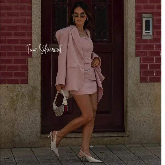 BLOGGER'S FAVE! Zara 2 Piece Voluminous Skort And Bustier Set Pink NWT